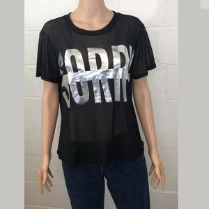 LF Emma & Sam Mesh “Sorry” Top Size S Black Silver